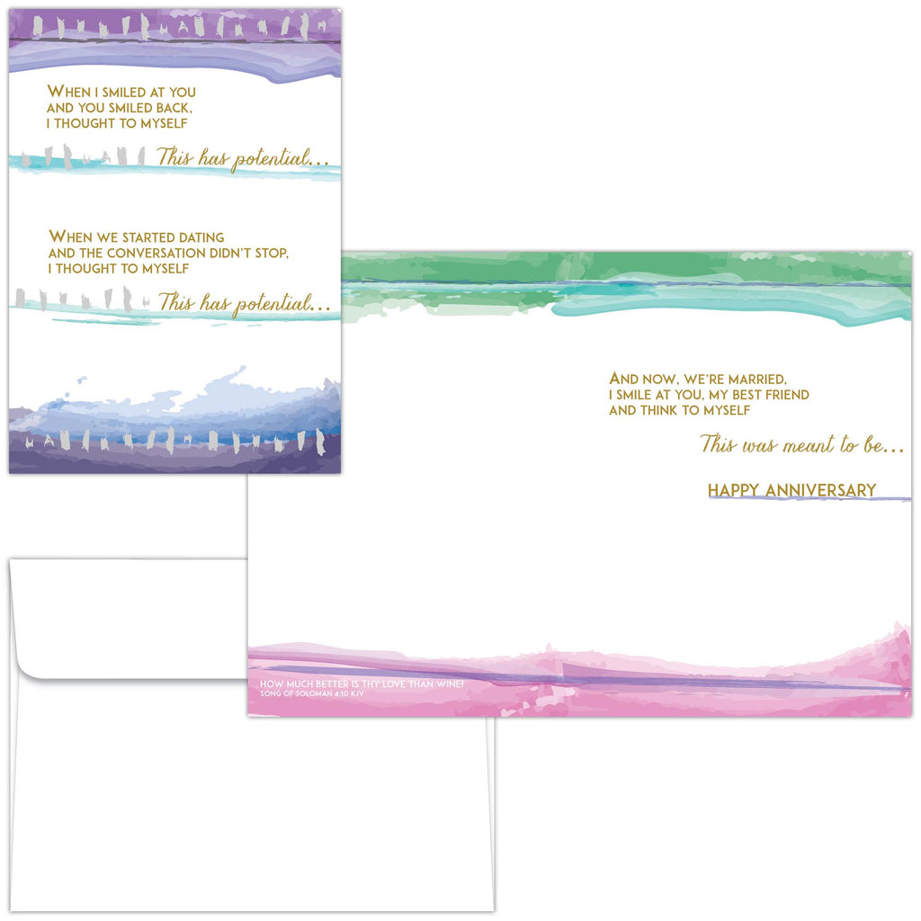Christian Anniversary Card – “This Was Meant To Be” Watercolor Design