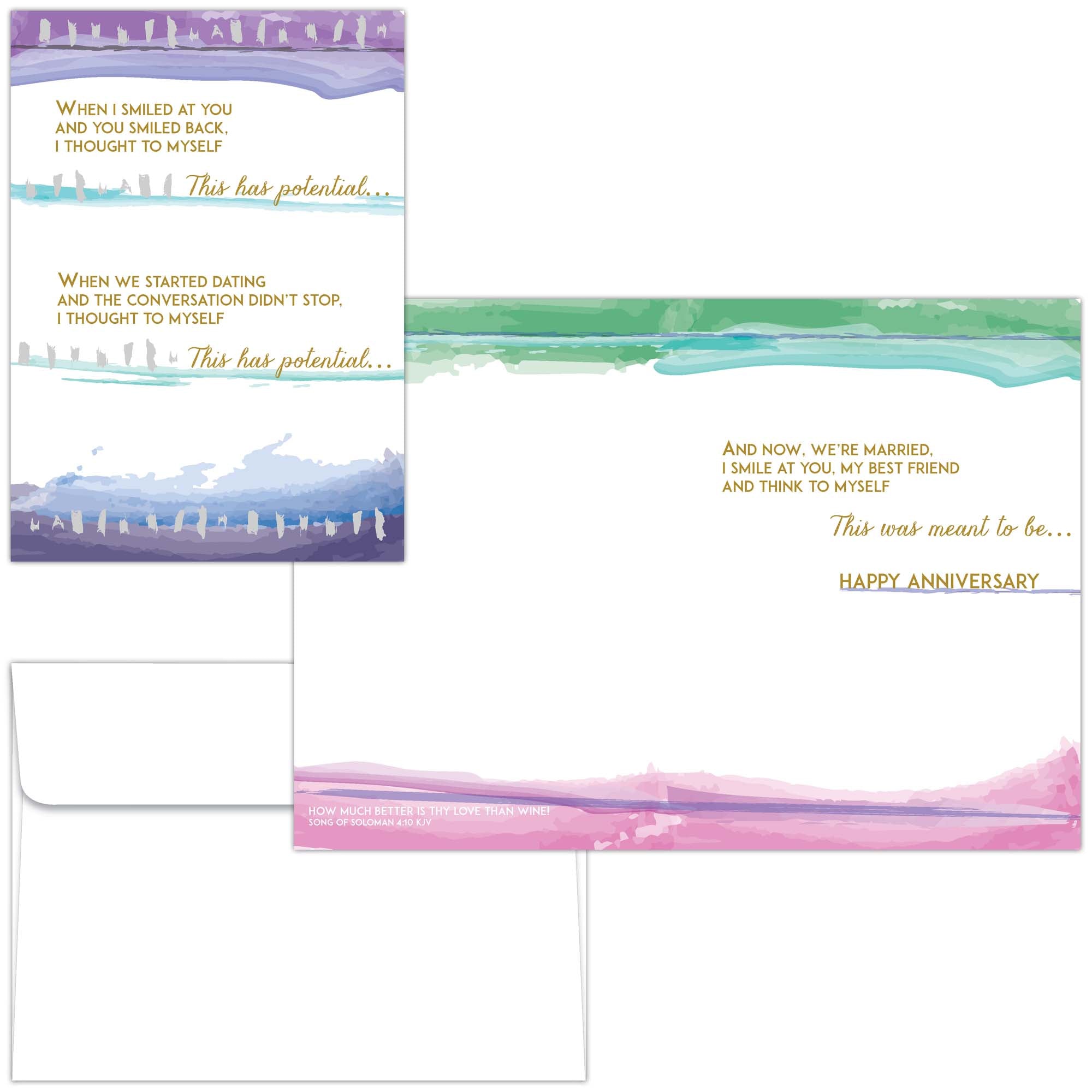 Christian Anniversary Card – “This Was Meant To Be” Watercolor Design