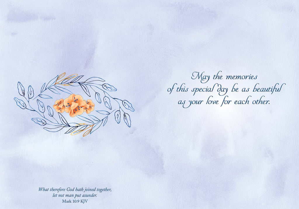 Floral design with text on a light blue background