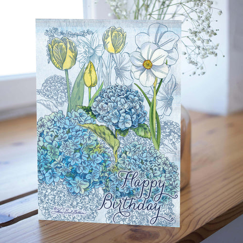Christian Birthday Card | Blue Hydrangeas