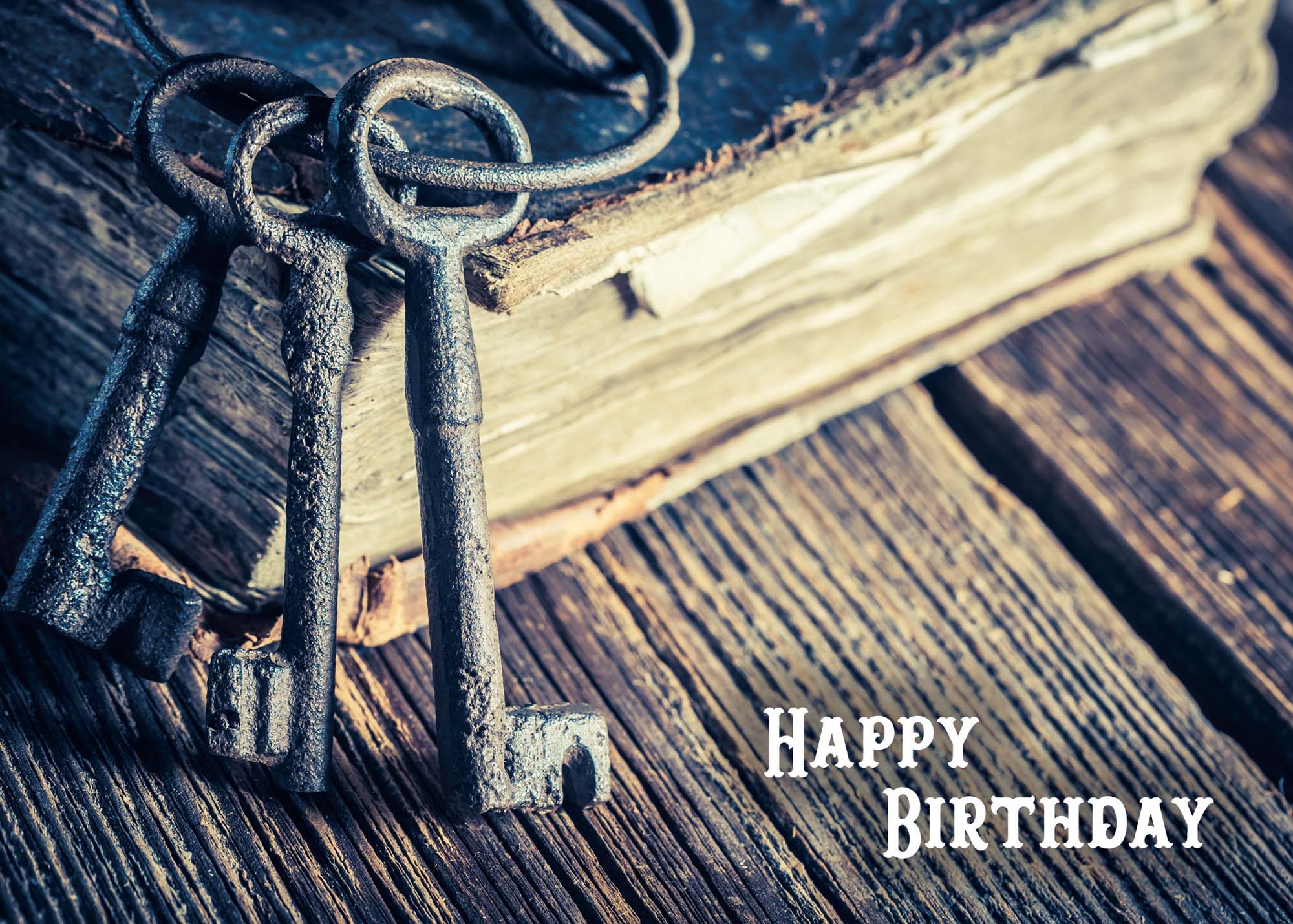 Religious Birthday Card – Psalm 20:4 KJV, Vintage Keys & Book