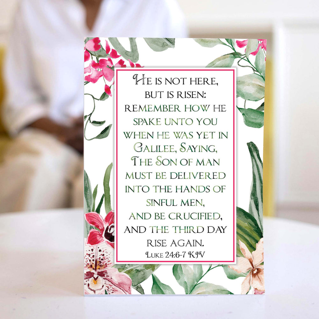 Religious Easter Card with Scripture – He is Risen