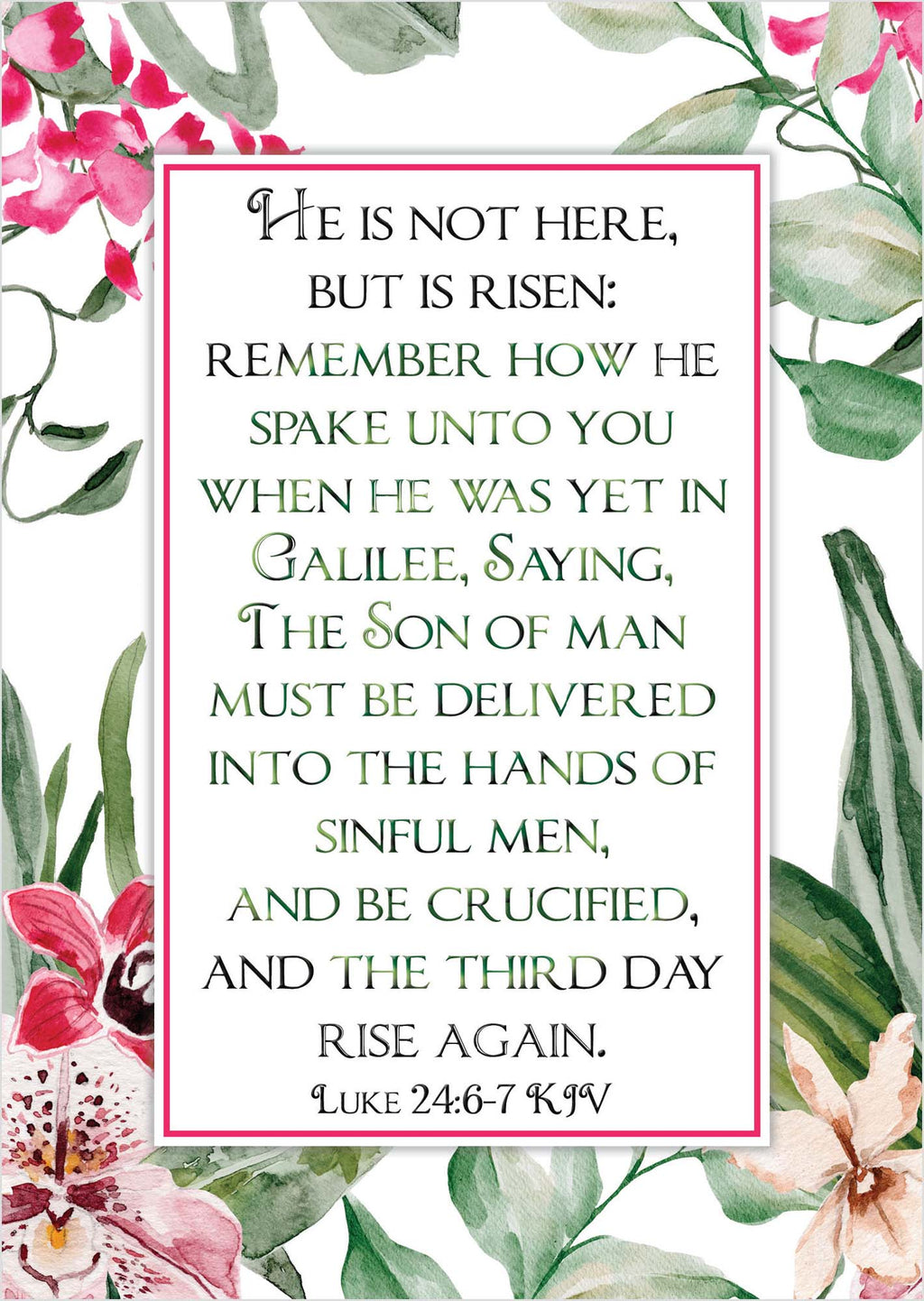 Religious Easter Card with Scripture – He is Risen