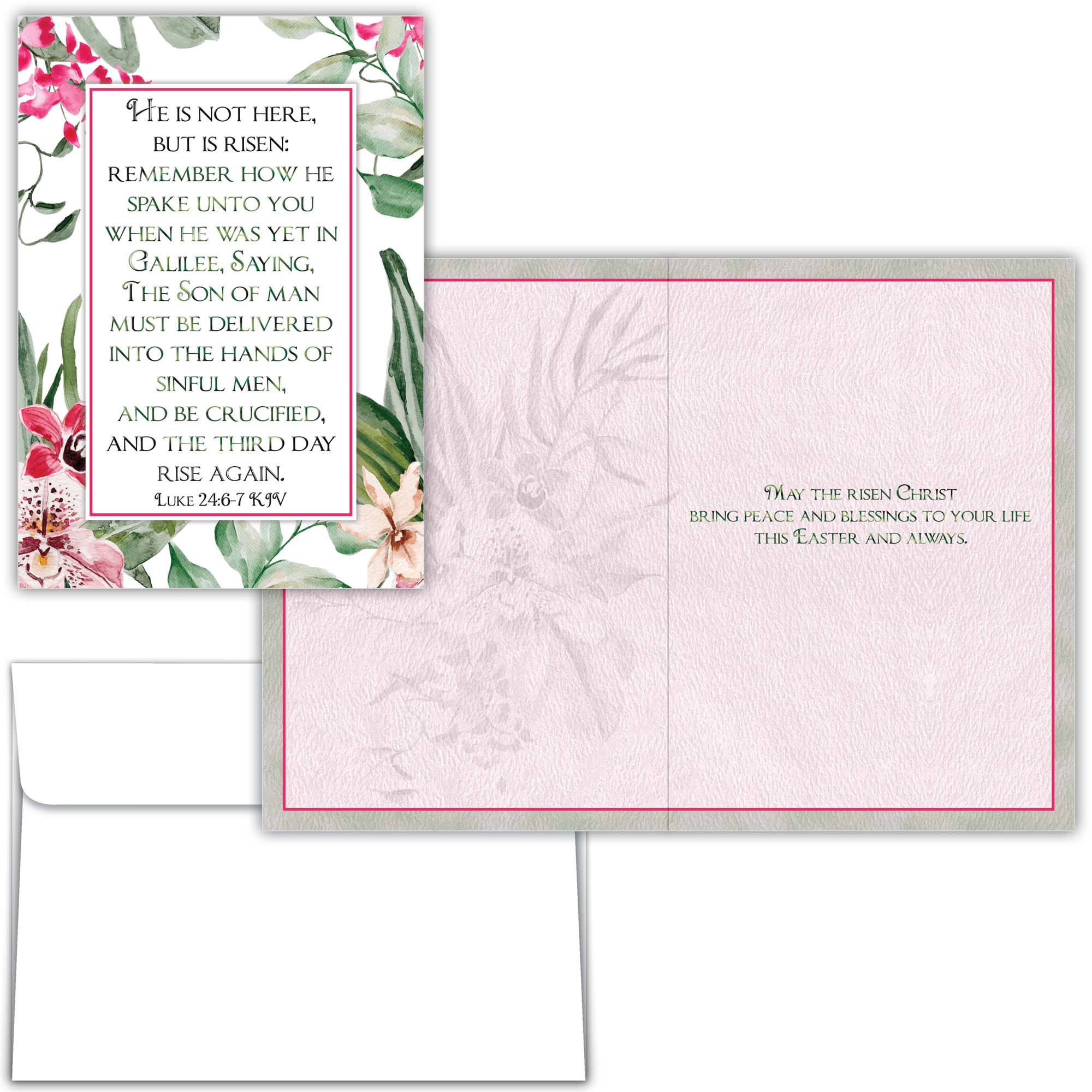 Religious Easter Card with Scripture – He is Risen