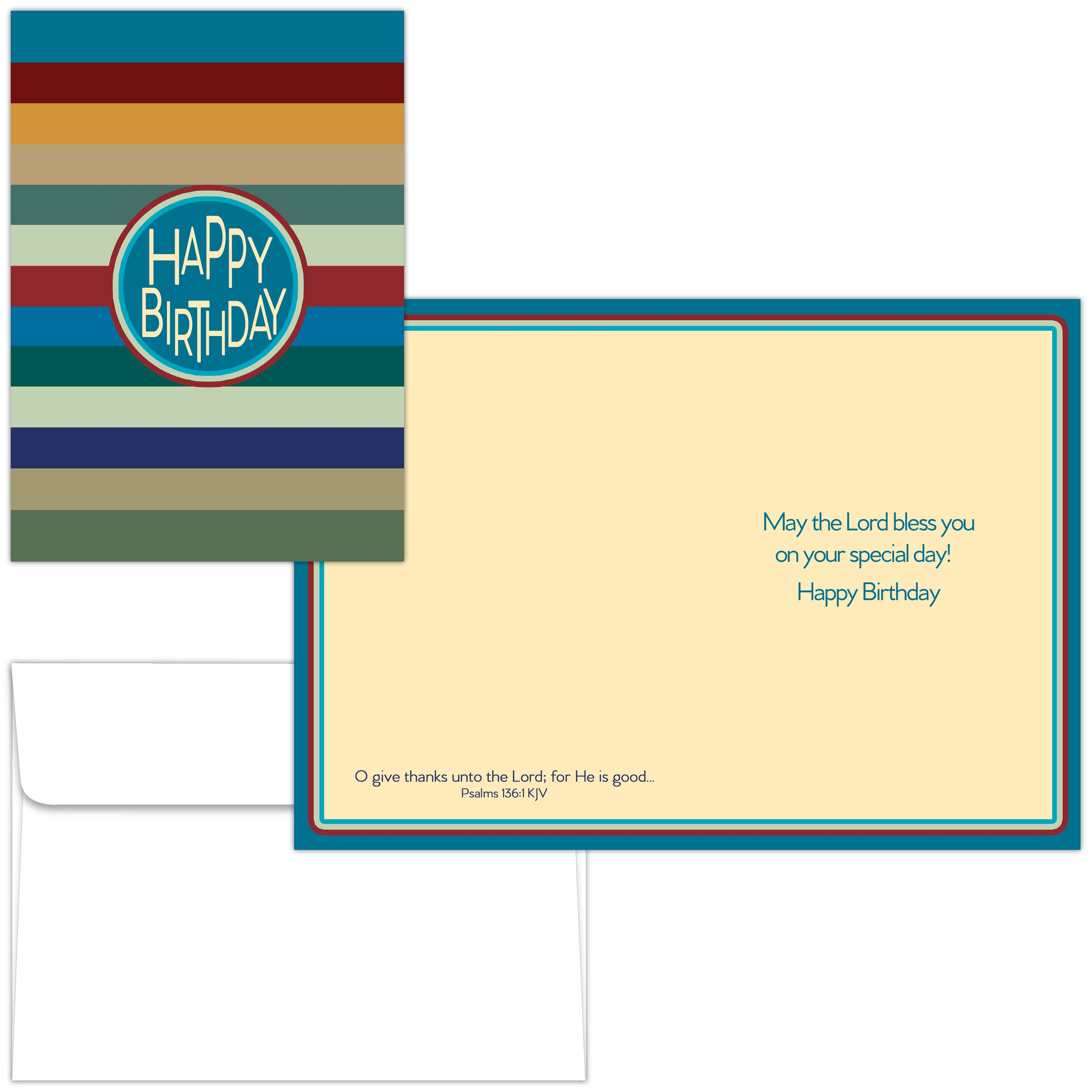 Christian Birthday Card | Happy Birthday Stripes II