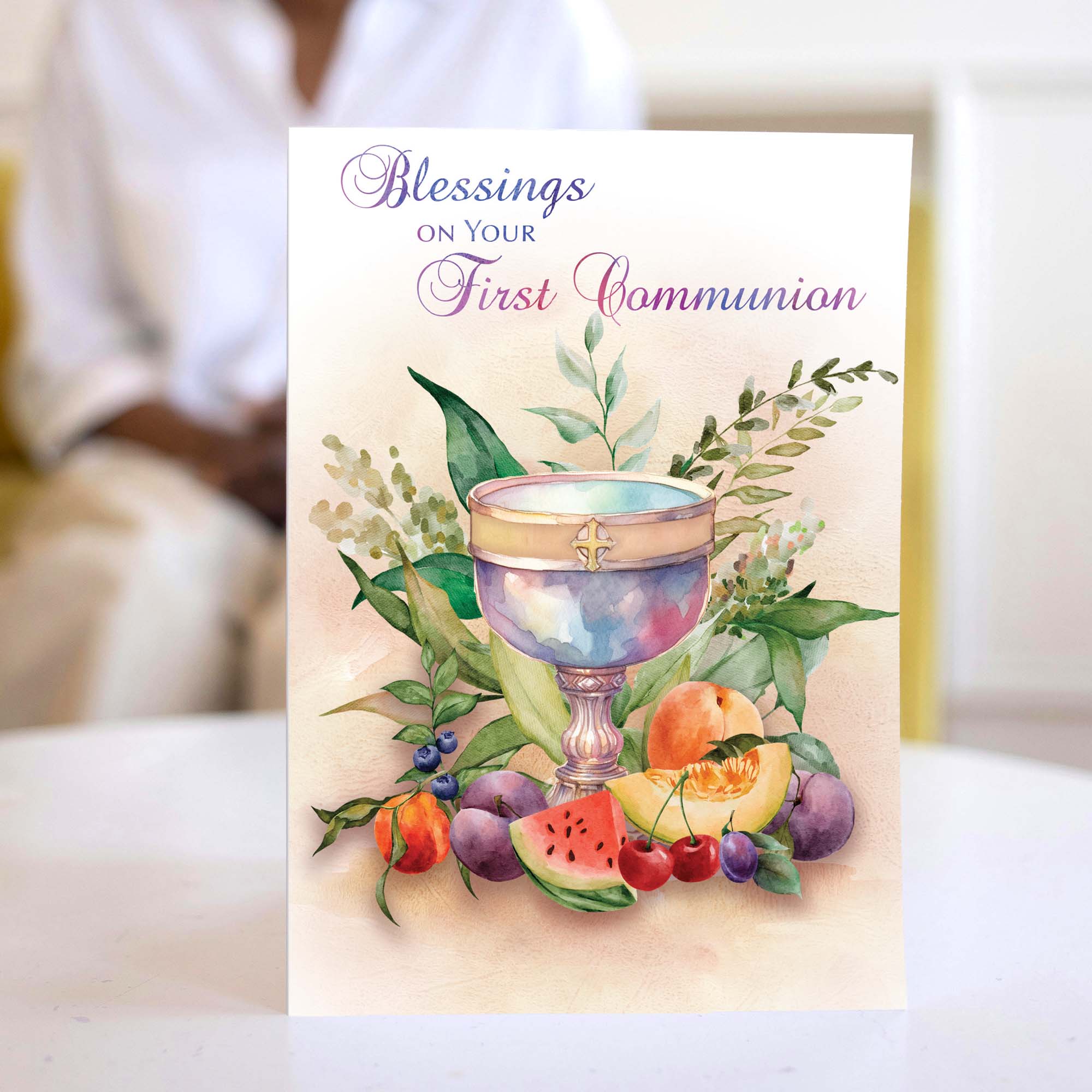Religious First Communion Card with KJV Scripture | First Communion