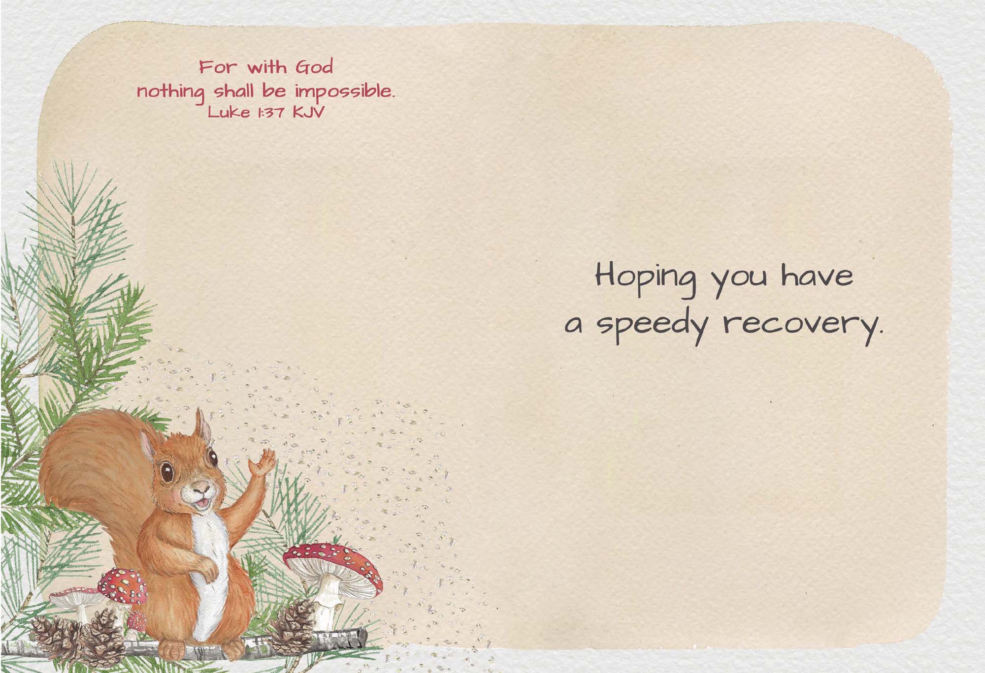 Christian Get Well Card with Scripture Woodland Fern - Squirrel