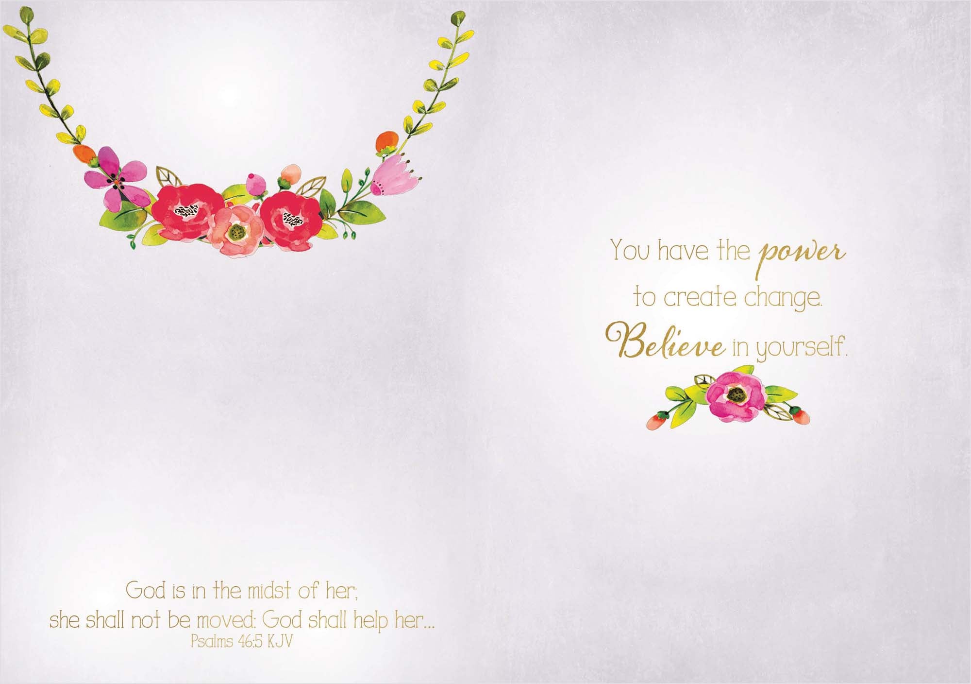 Floral design with motivational quote on a light gray background