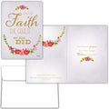 This card features elegant watercolor florals in warm pinks and greens, paired with graceful botanical accents. The soft neutral background allows the gold-tone typography to shine, reinforcing the message of faith and strength. Full-color interior printing enhances the experience, creating a refined, feminine design that visually supports the encouragement found in God’s Word.