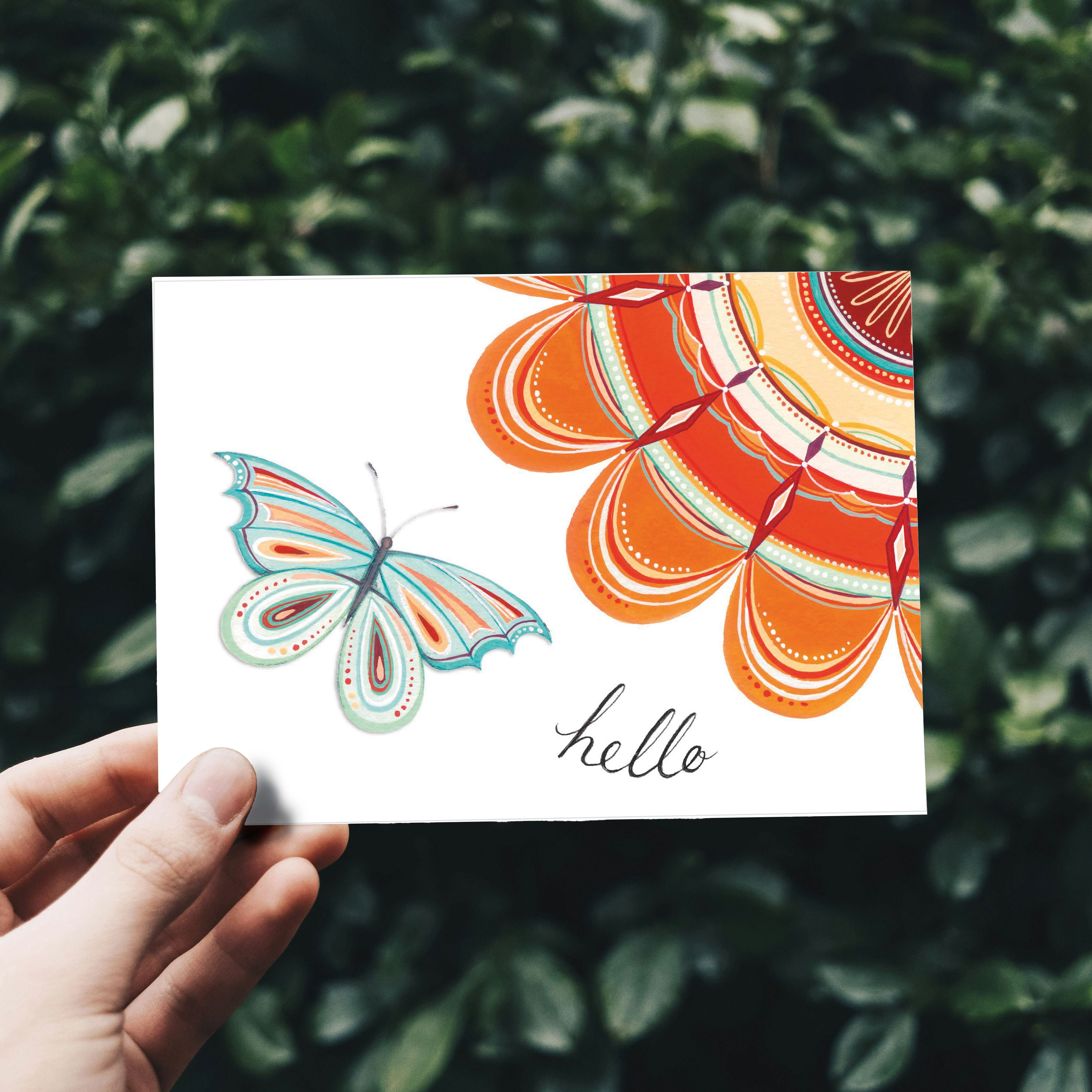 Christian Friendship Card | Butterfly and Flower