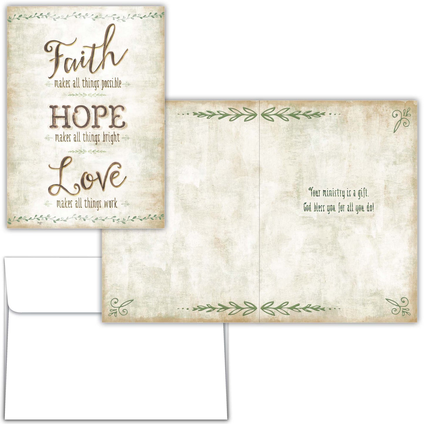 Religious Ministry Appreciation Card – All Things - Faith Hope Love