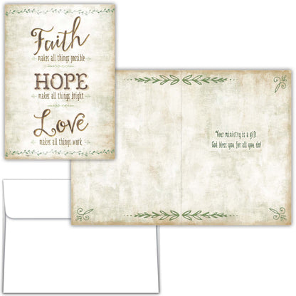 Religious Ministry Appreciation Card – All Things - Faith Hope Love