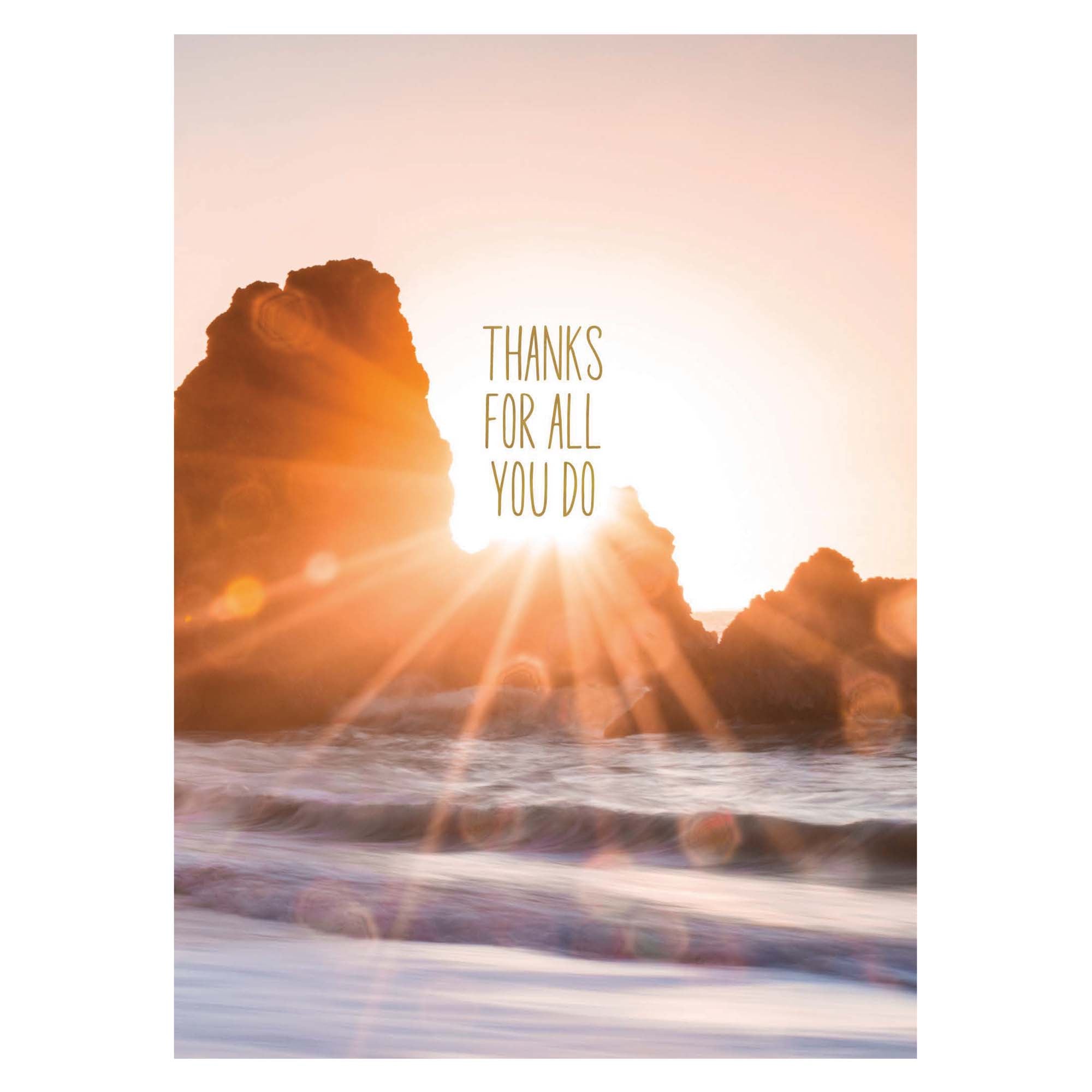 Scenic view with 'Thanks for all you do' text overlayed on a blurred background.