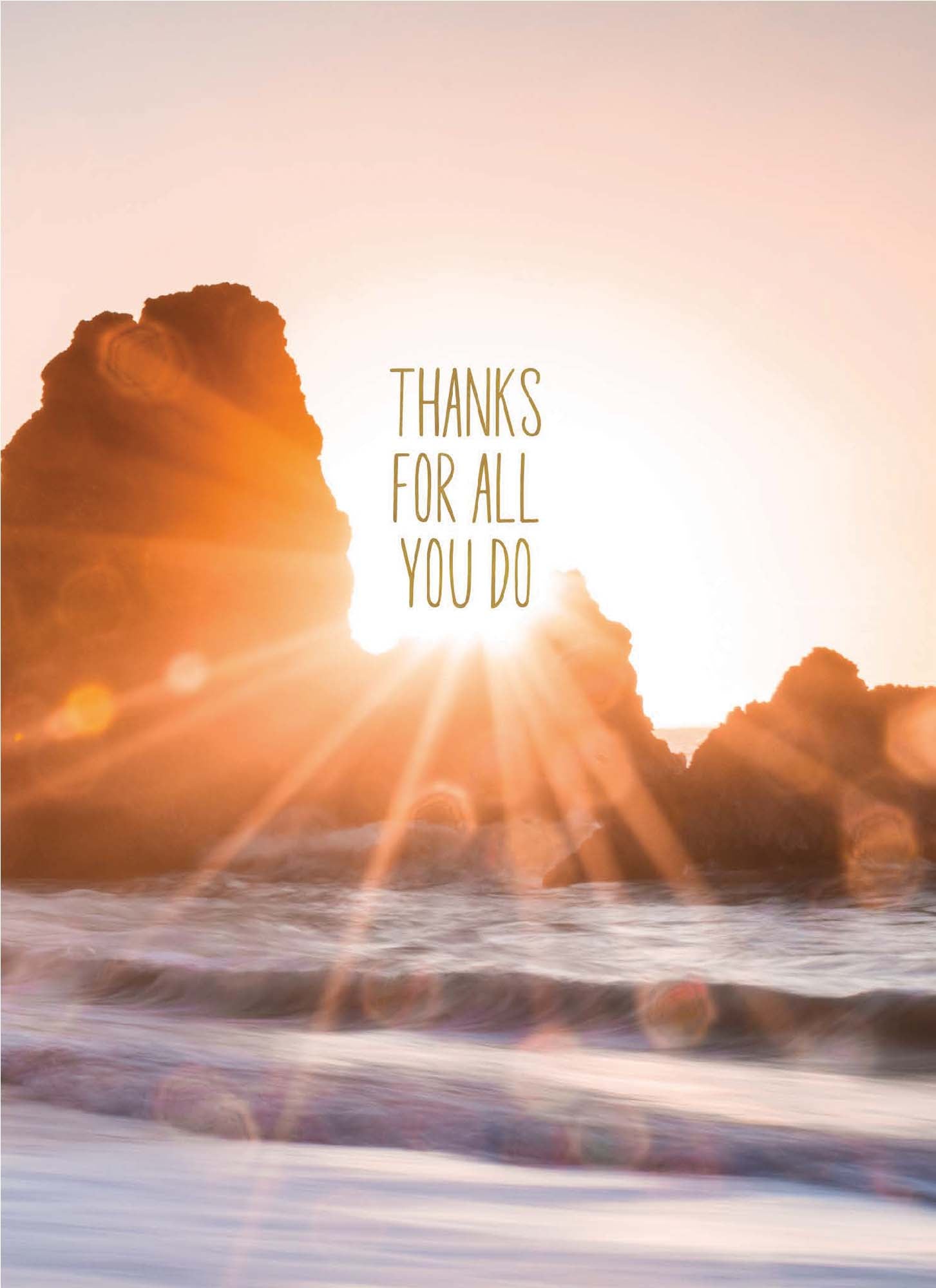 Sunset over water with 'Thanks for all you do' text