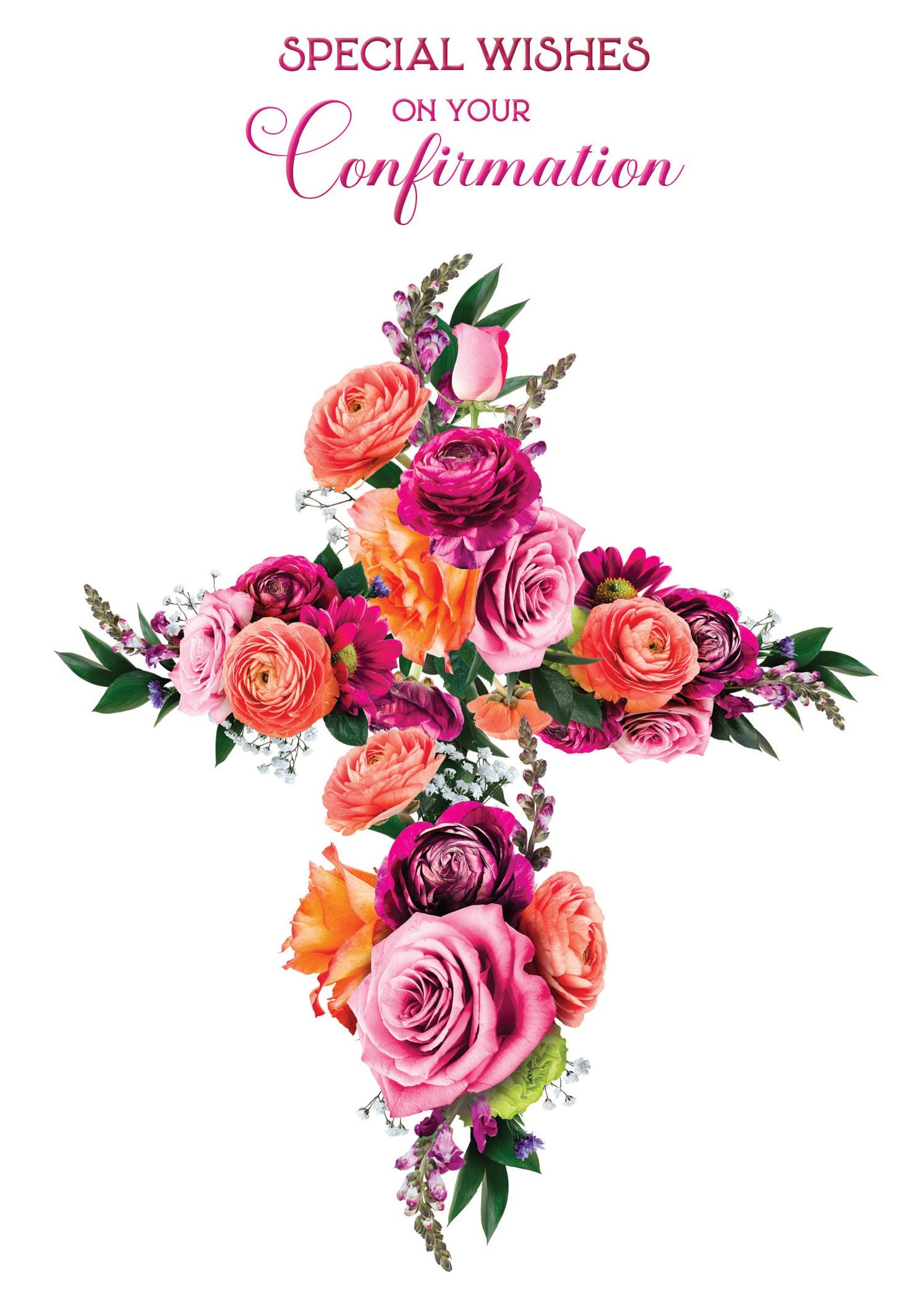 Floral Cross Confirmation Card with KJV Scripture | Shared Blessings