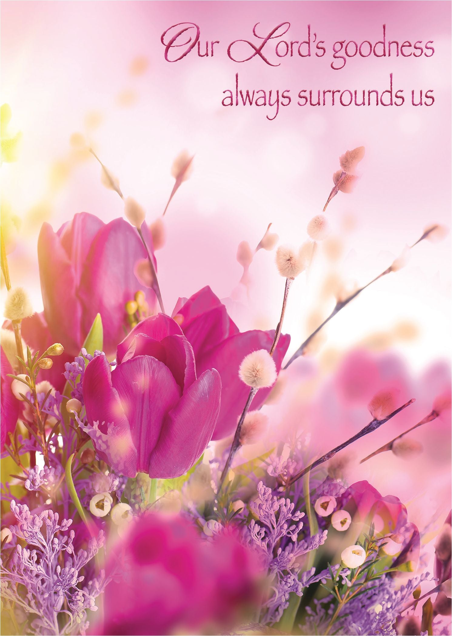 Religious Birthday Card - Shining Delicate Tulips