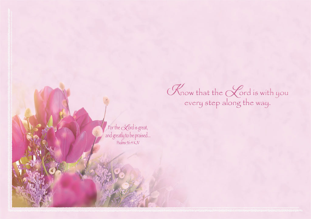 Religious Birthday Card - Shining Delicate Tulips