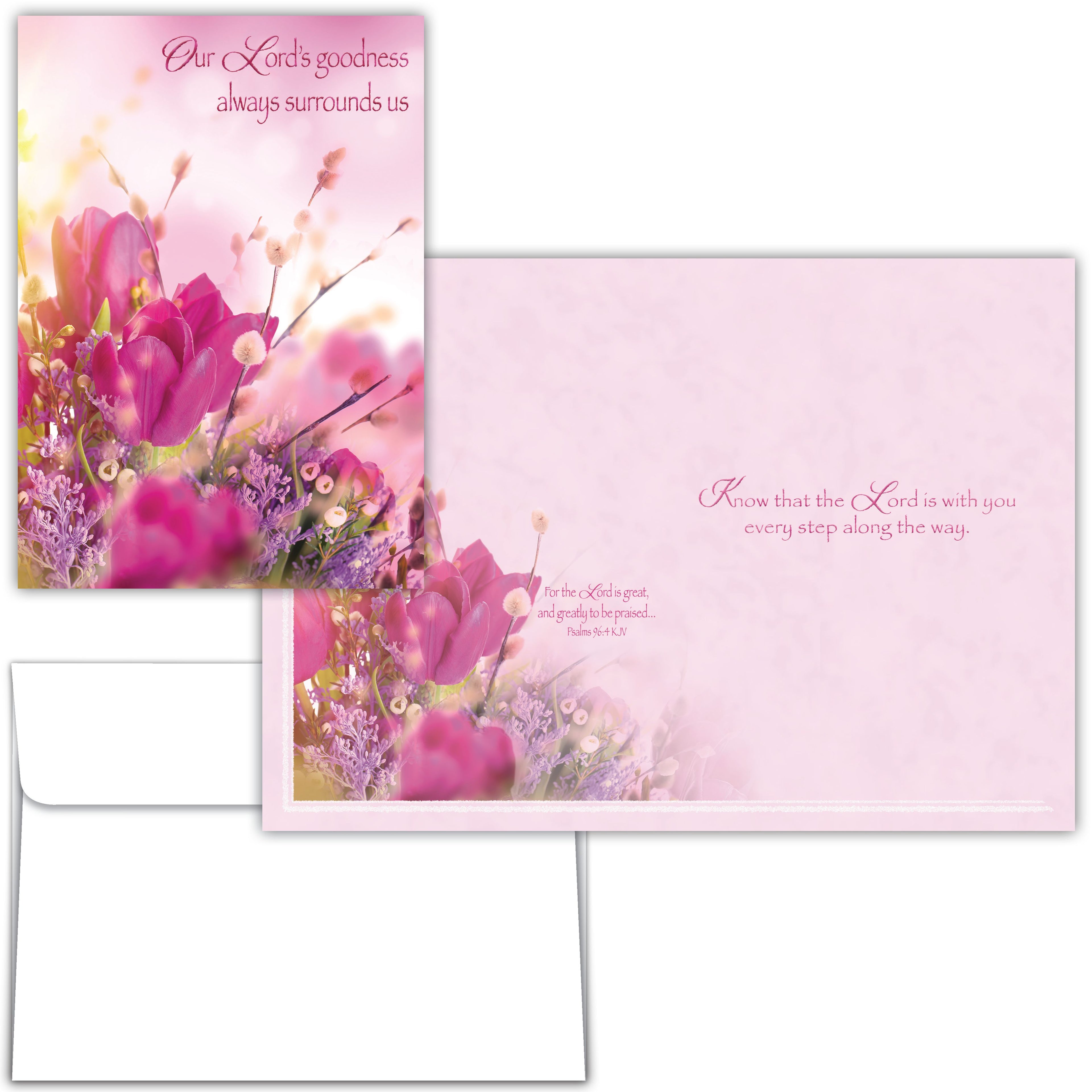 Religious Birthday Card - Shining Delicate Tulips