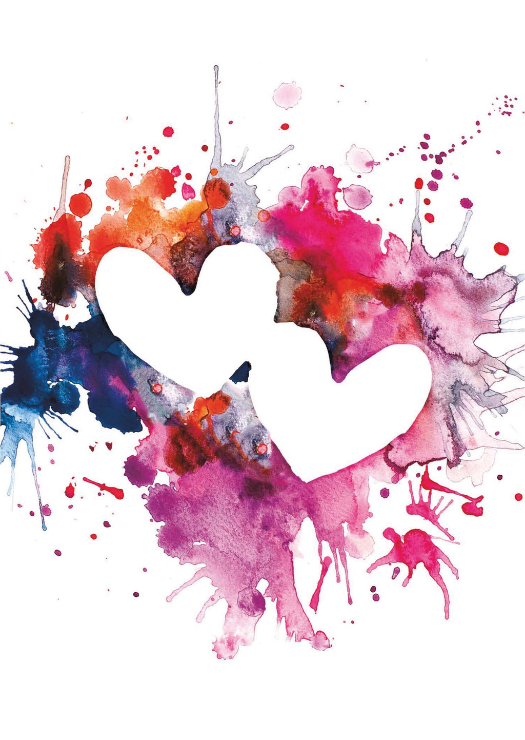 Christian Anniversary Card – Watercolor Hearts, Two Hearts One Beat