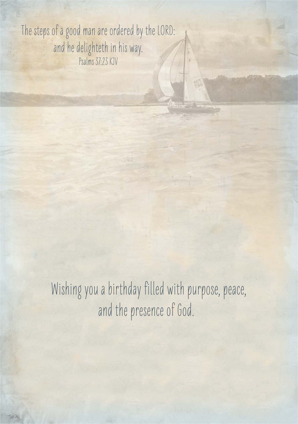 Sailing boat on water with inspirational text overlay