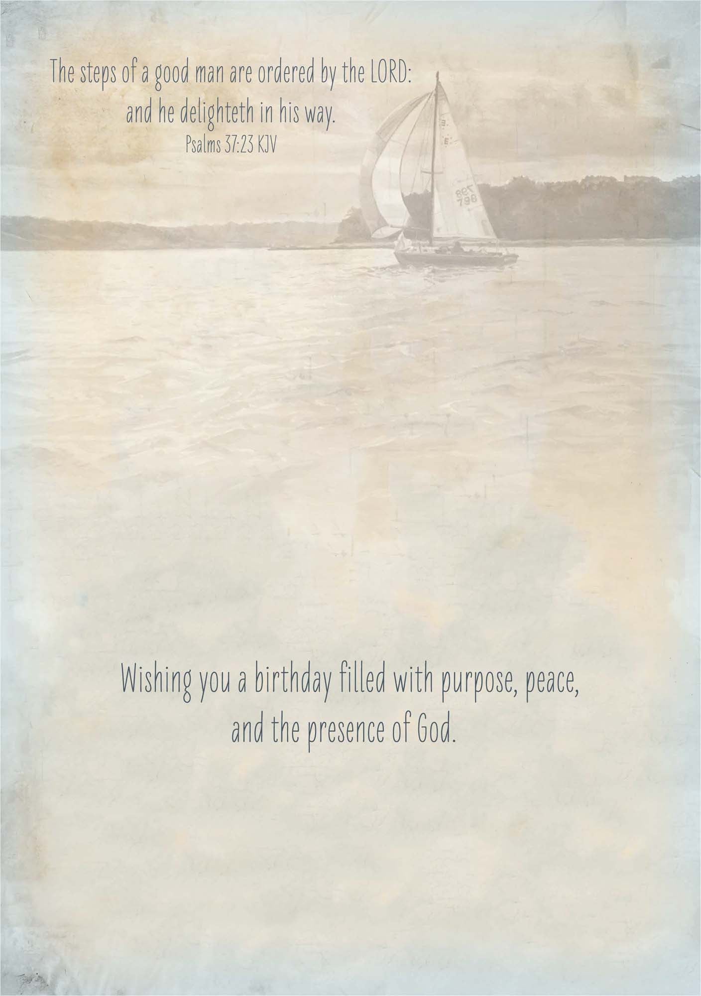 Sailing boat on water with inspirational text overlay