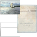 Greeting card with sailboat illustration and matching envelope