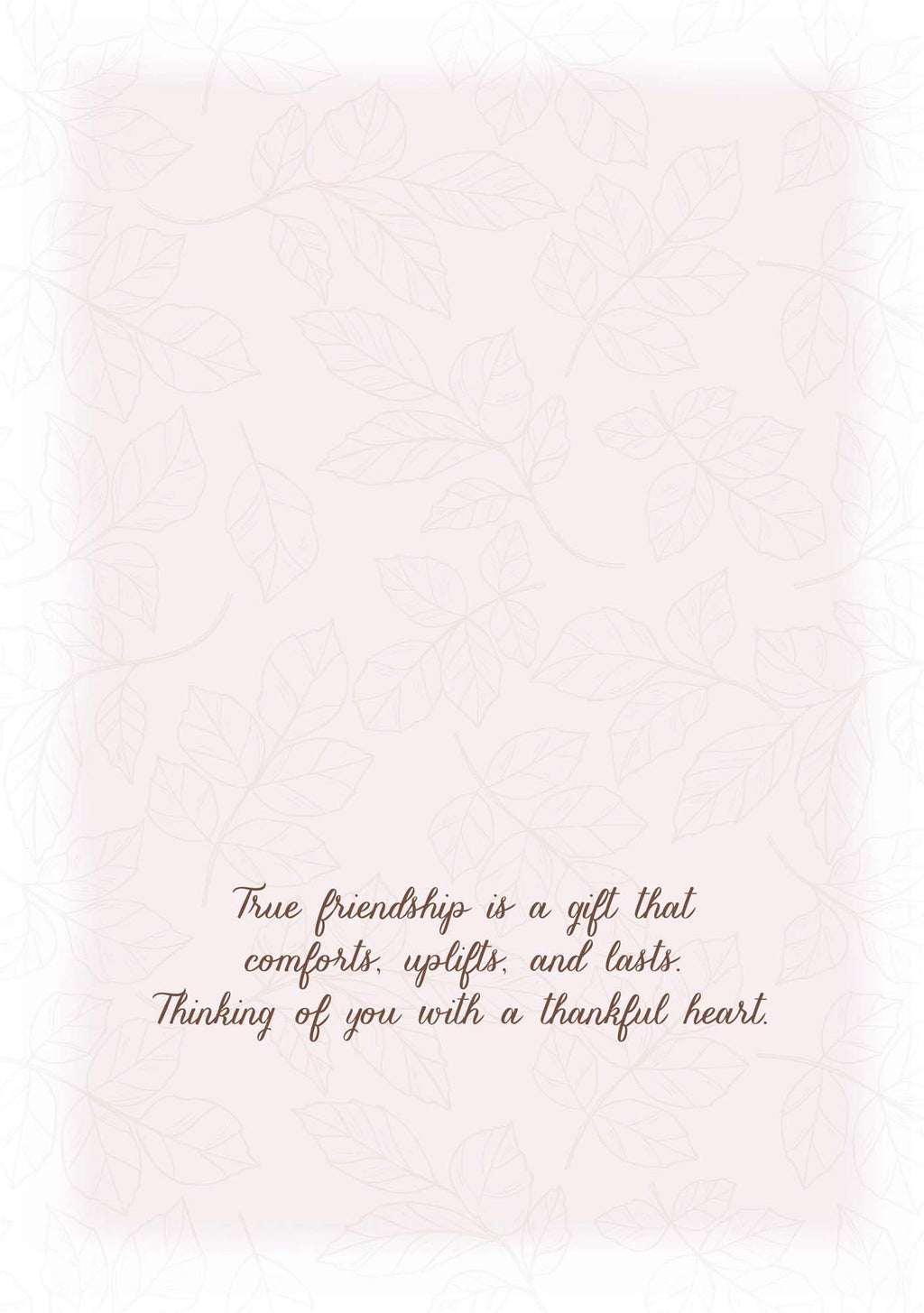Text on a light pink background with a quote about true friendship.