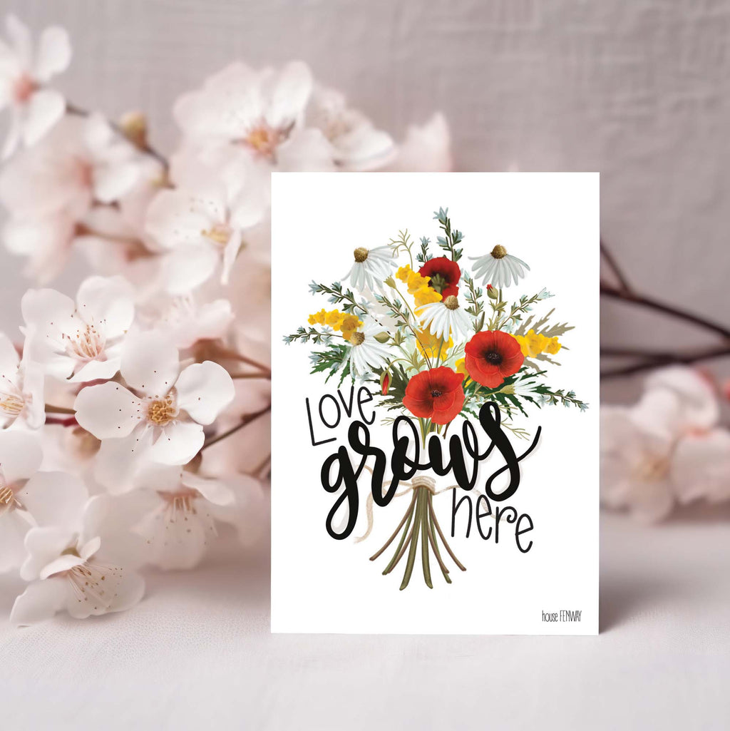 Love Grows Here Christian Wedding Card