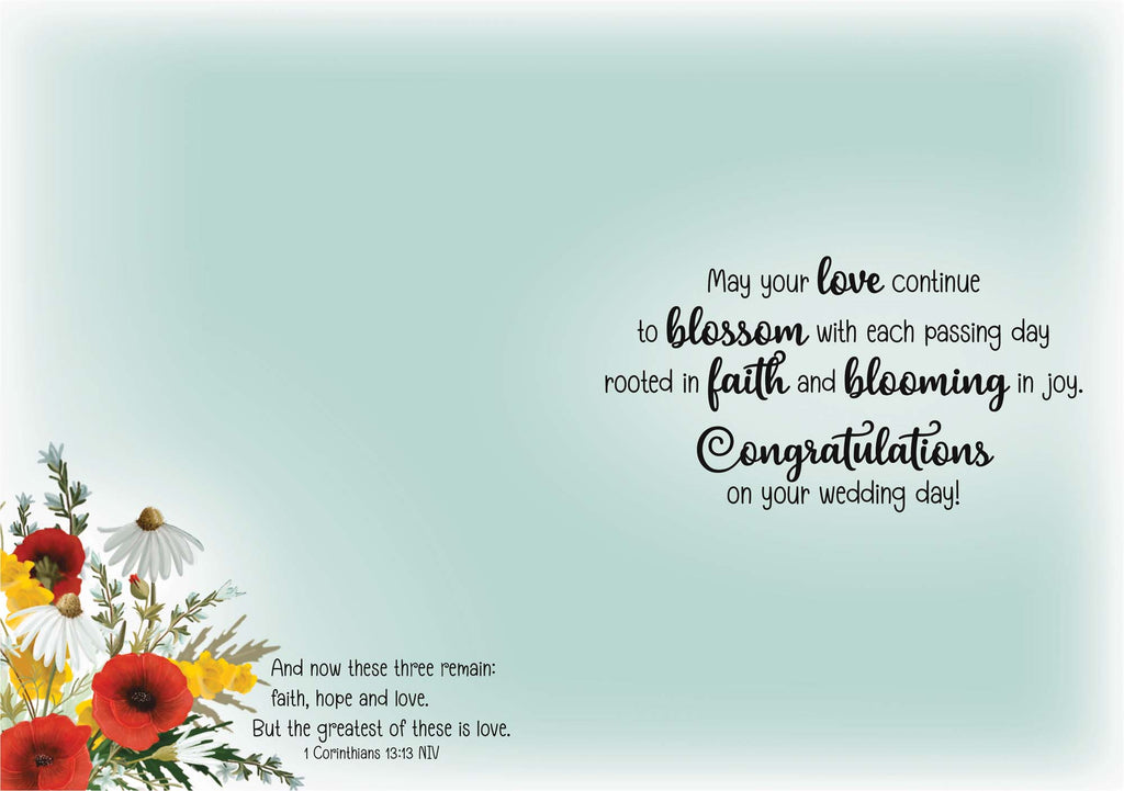 Love Grows Here Christian Wedding Card