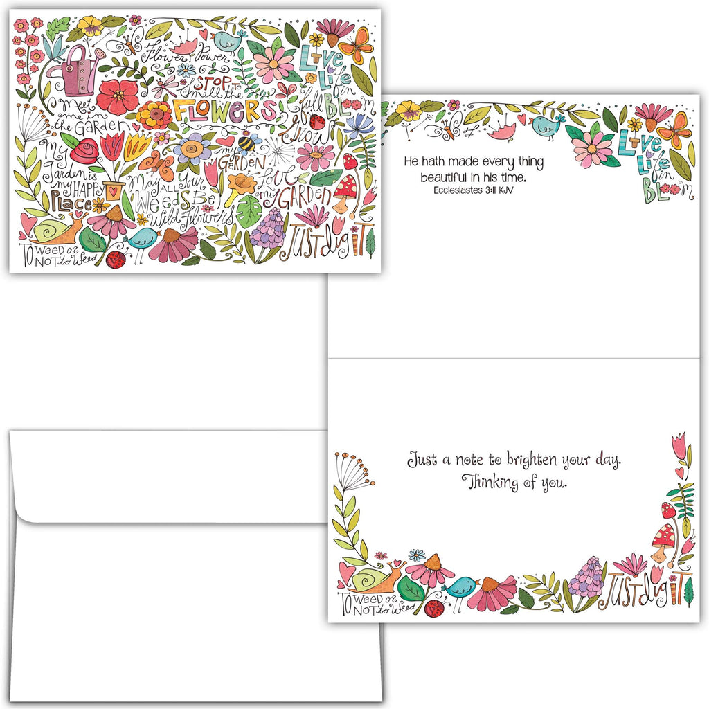 Two floral-themed greeting cards with envelopes on a white background