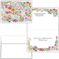 Two floral-themed greeting cards with envelopes on a white background