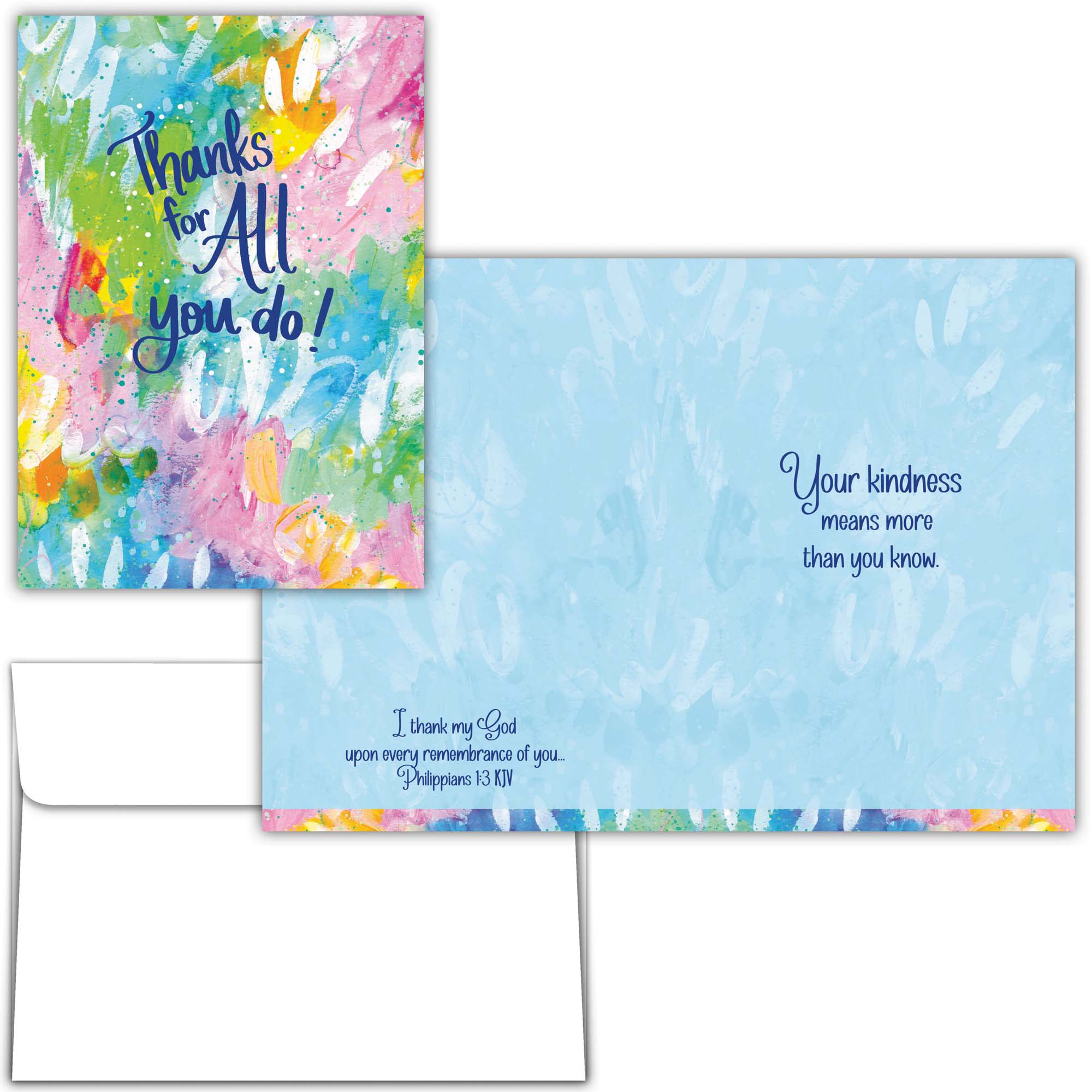 Two greeting cards with colorful designs and text on a white background