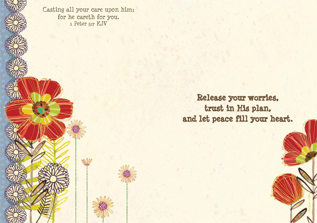 Floral design with inspirational text on a beige background