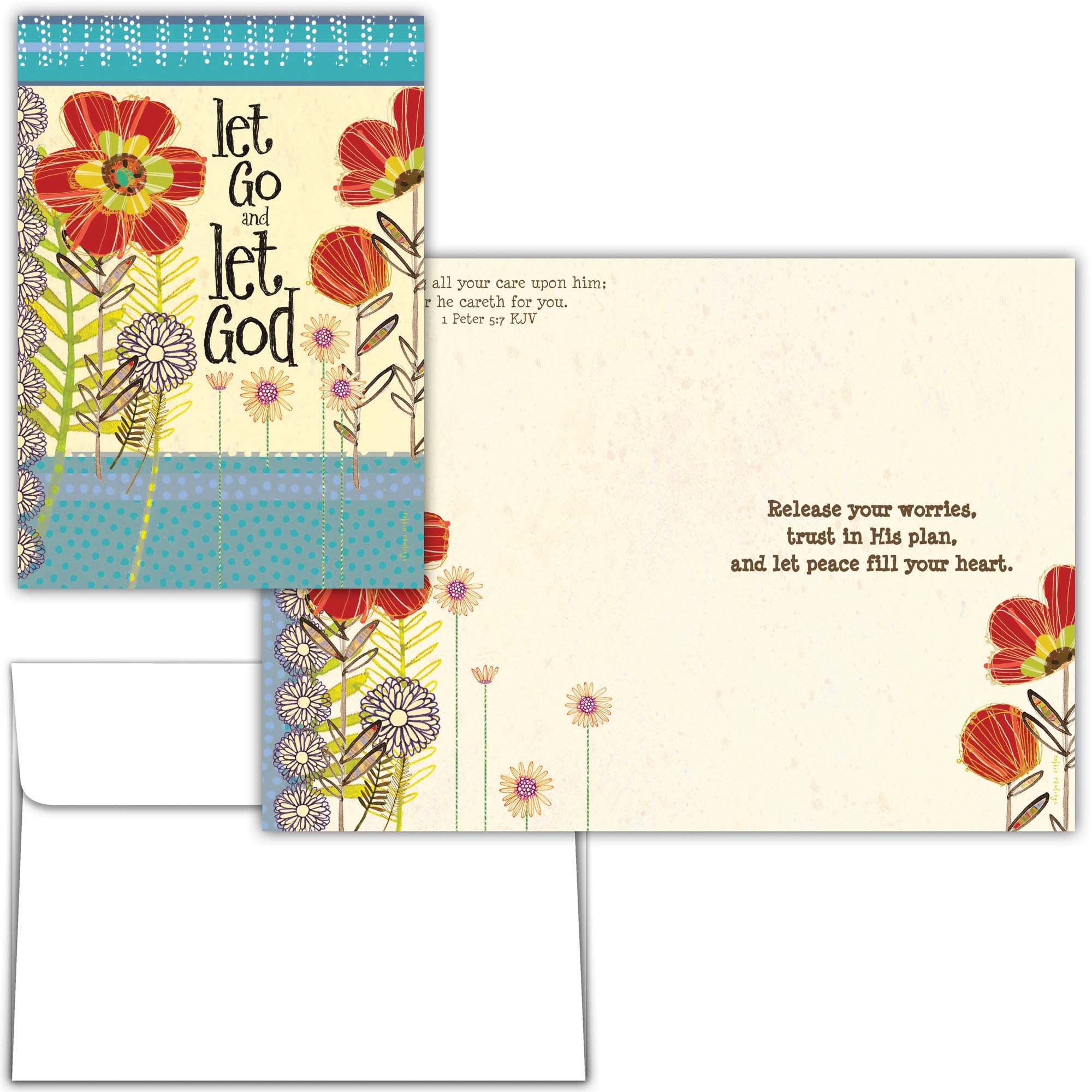Set of two greeting cards with floral designs and inspirational text on a white background.