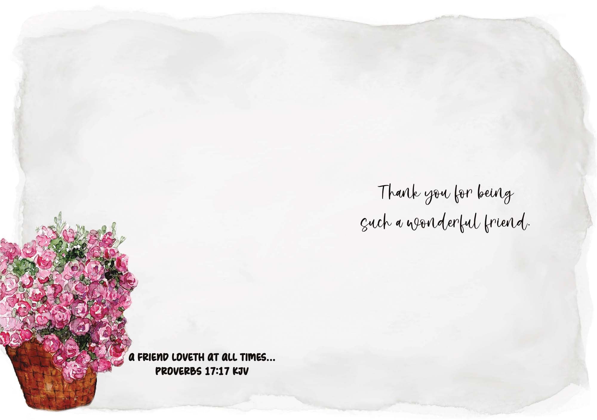 White pillow with pink flowers and text on a white background
