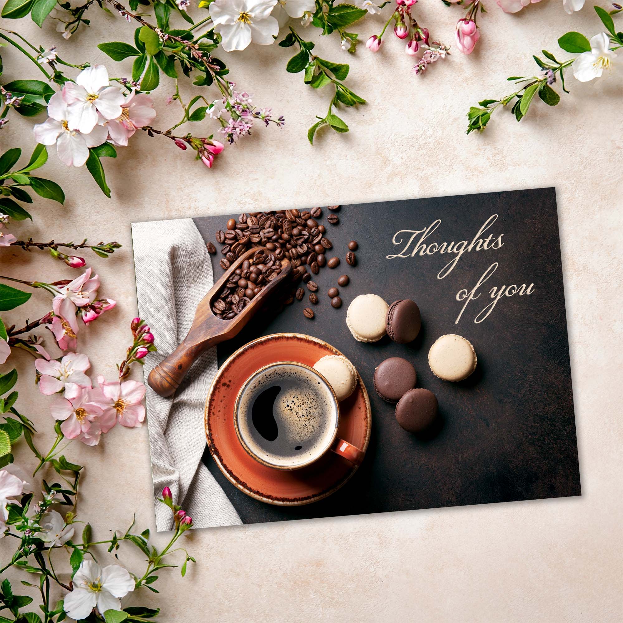 Religious Thinking of You Card | Coffee Beans and Macaroons