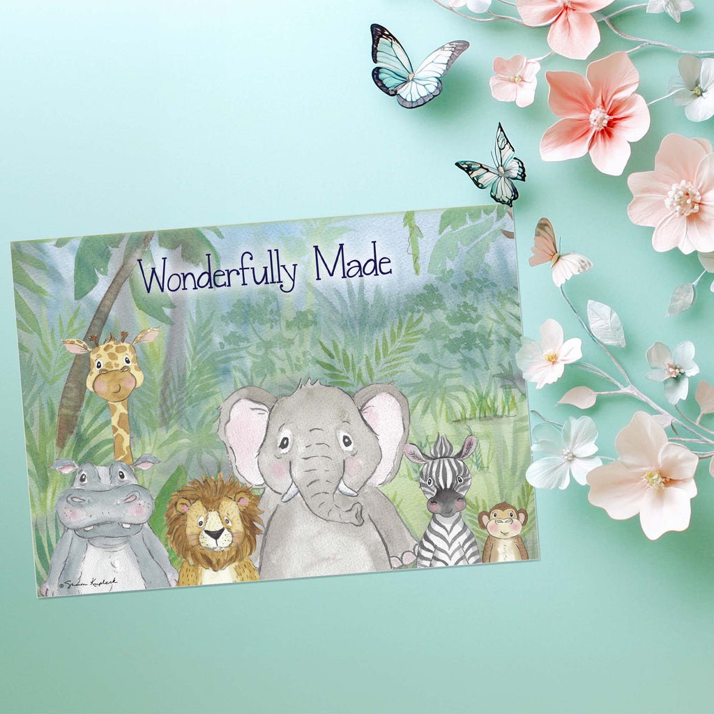 Christian New Baby Card | Little Animals in Jungle