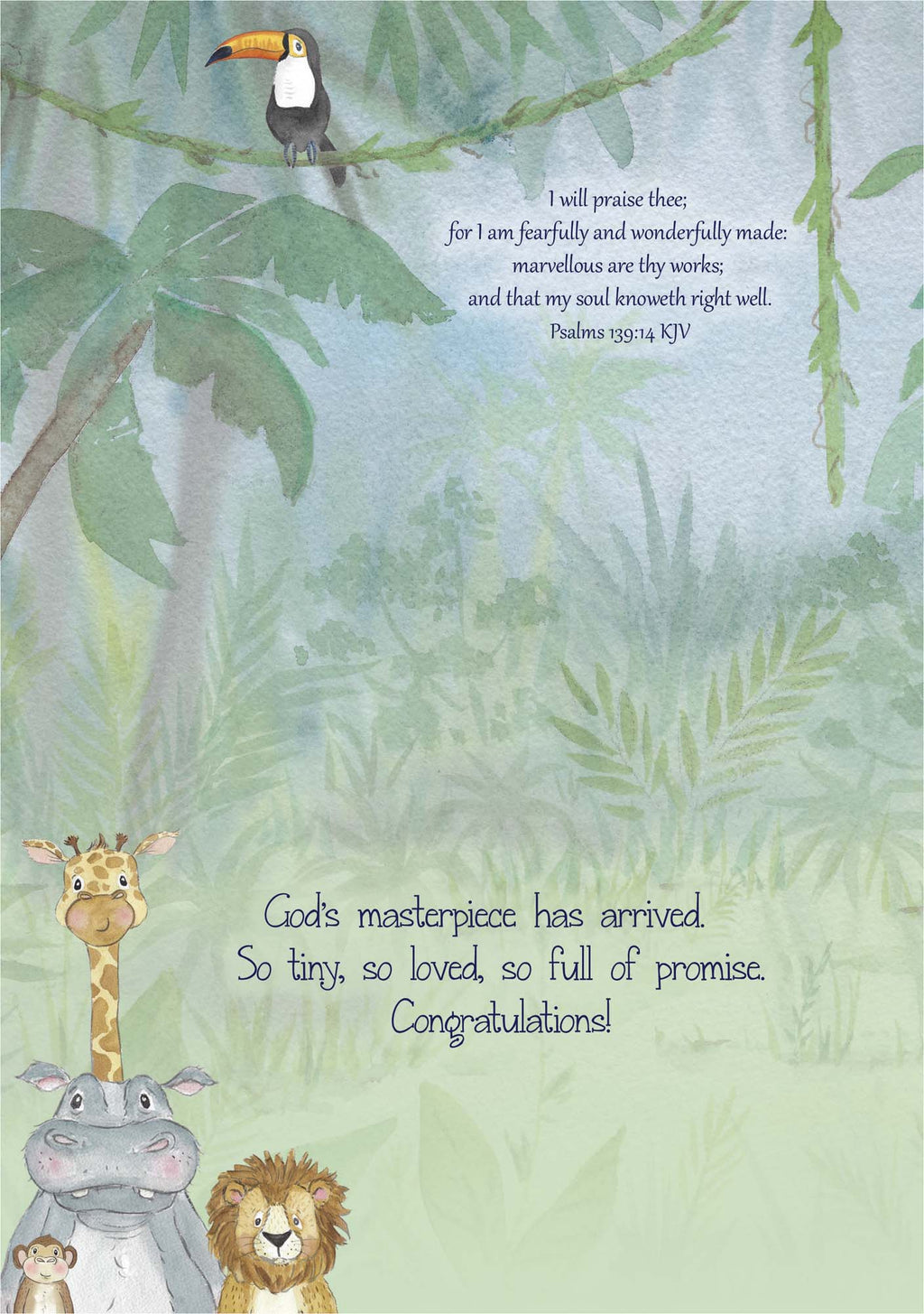 Christian New Baby Card | Little Animals in Jungle