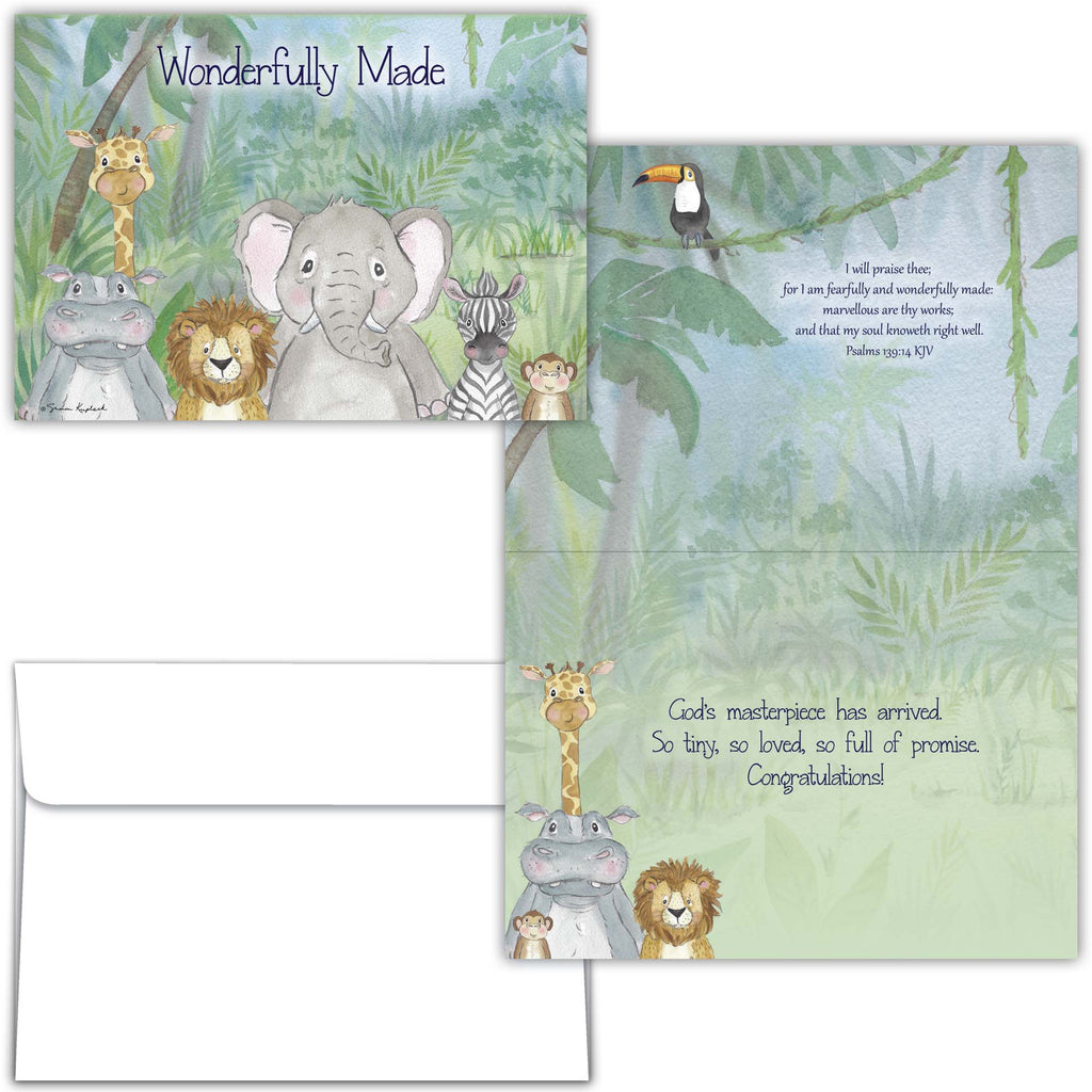 Christian New Baby Card | Little Animals in Jungle