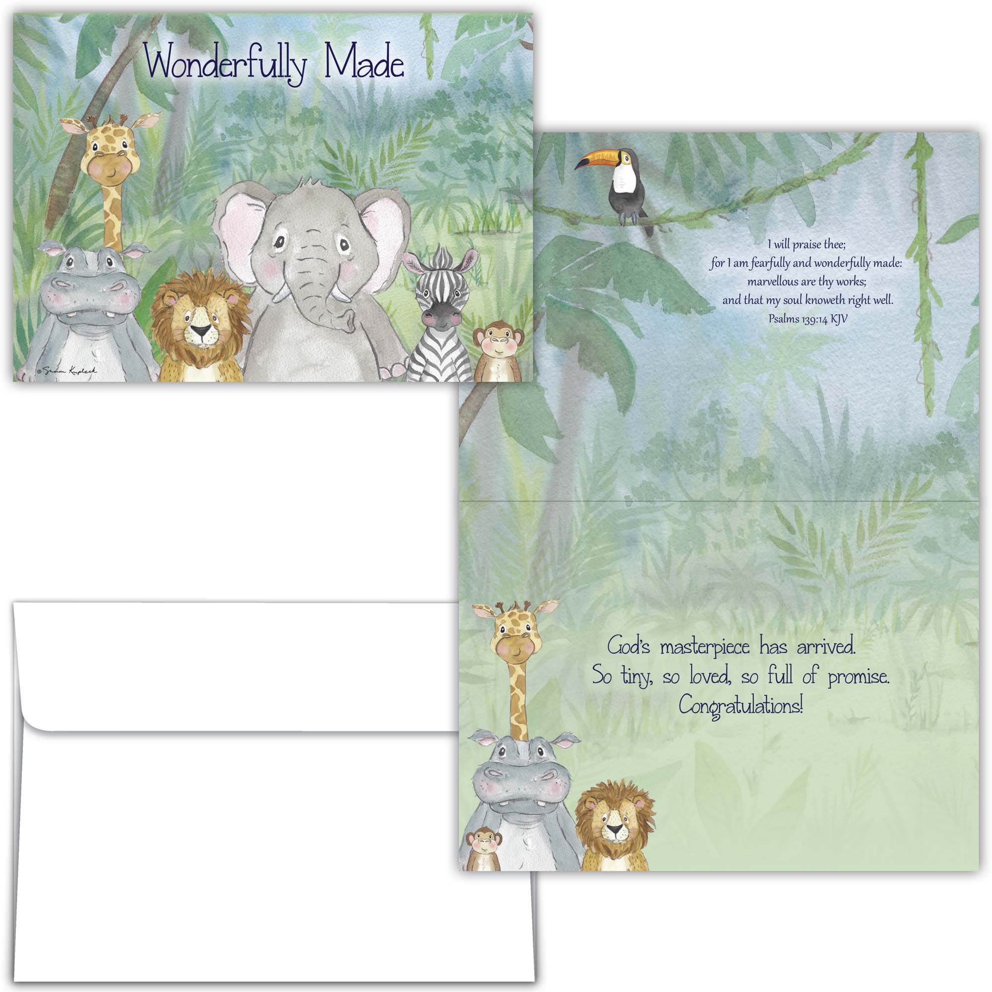 Christian New Baby Card | Little Animals in Jungle