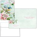 Mother's Day card with a bird and floral design on a light blue background