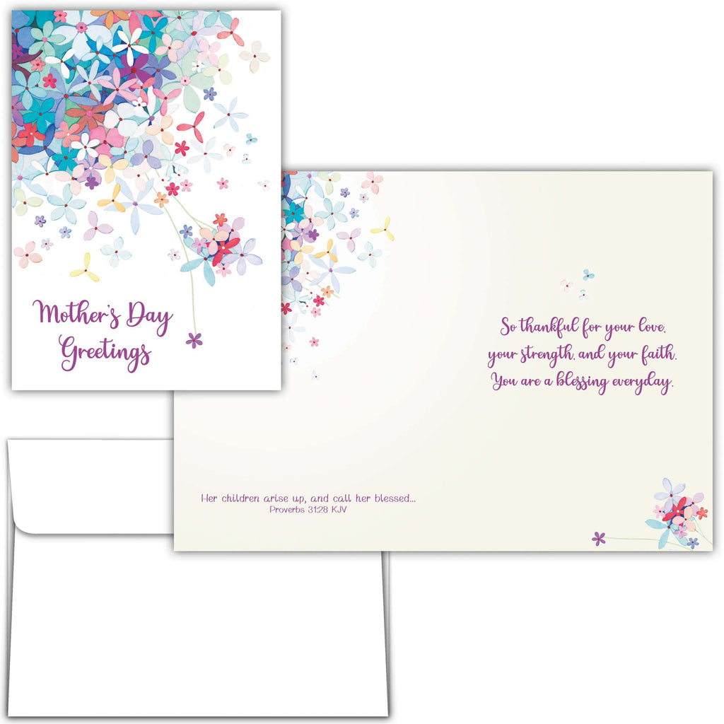 Mother's Day card with floral design and heartfelt message on a white background