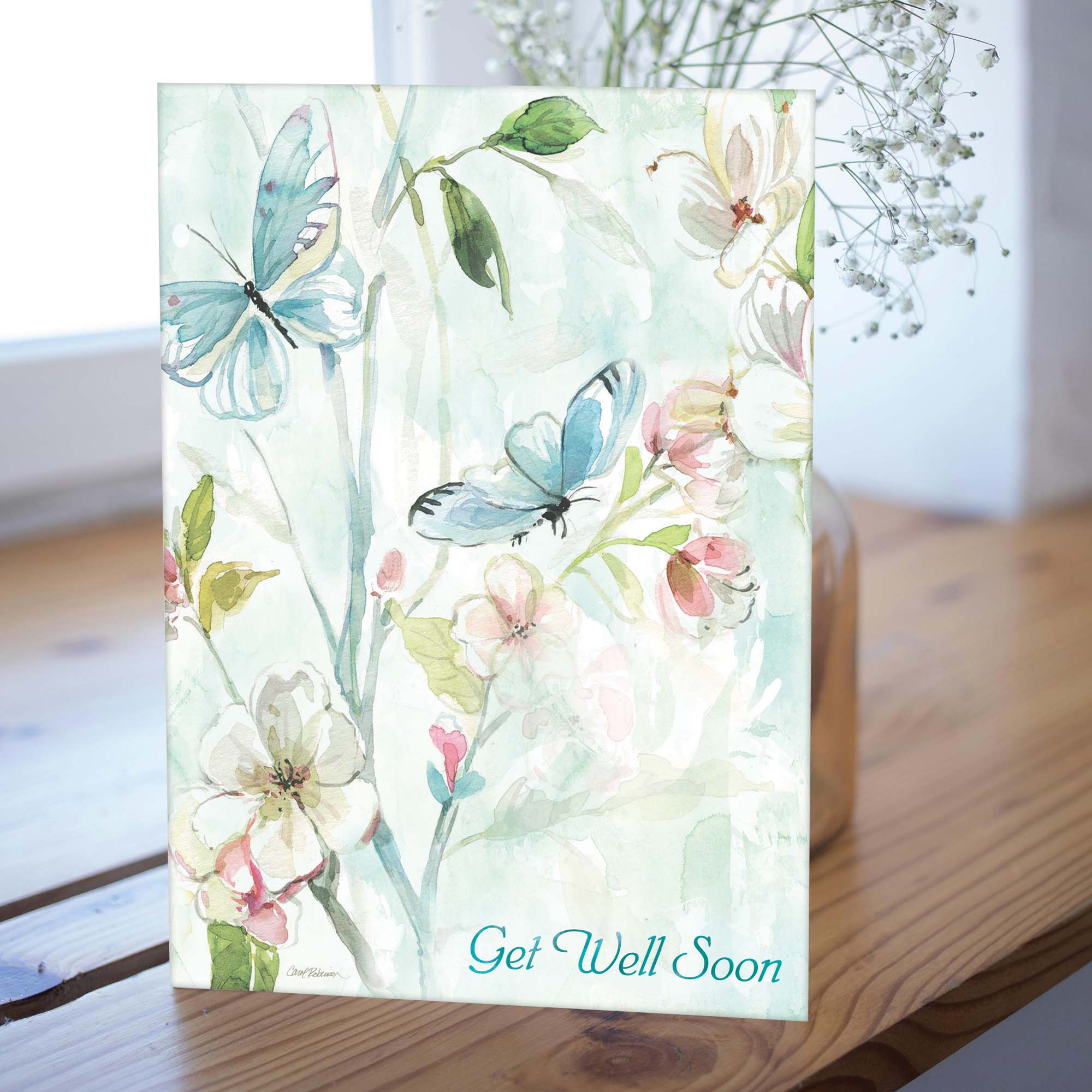 Christian Get Well Card with Scripture (KJV) – Watercolor Butterflies