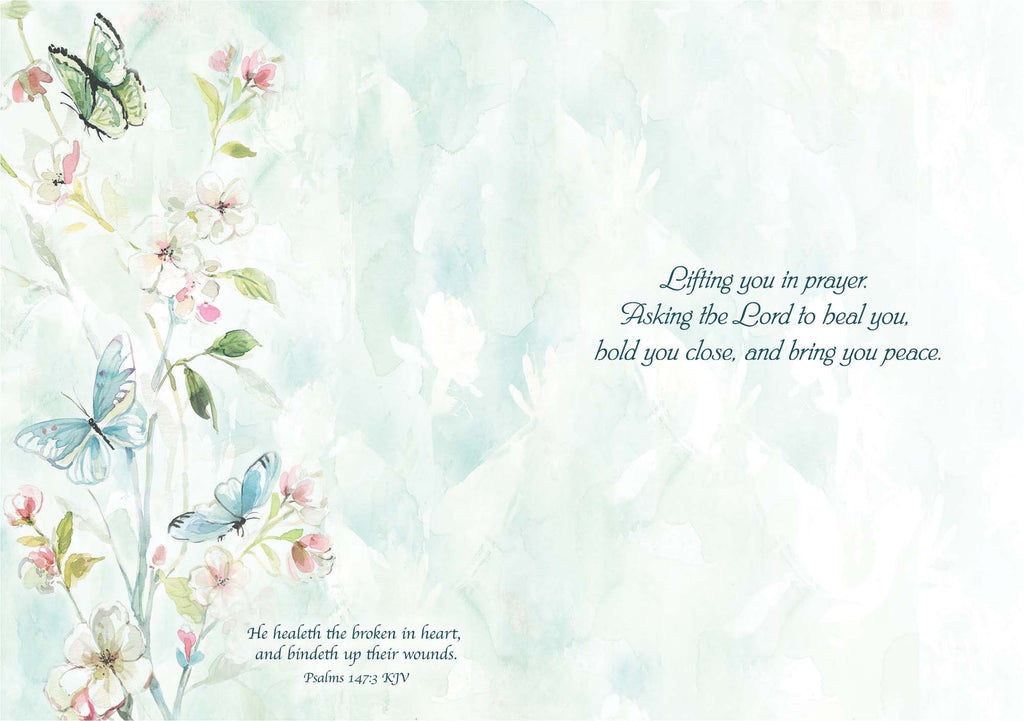 Christian Get Well Card with Scripture (KJV) – Watercolor Butterflies