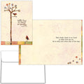 Greeting card with tree and birds design, featuring motivational text.