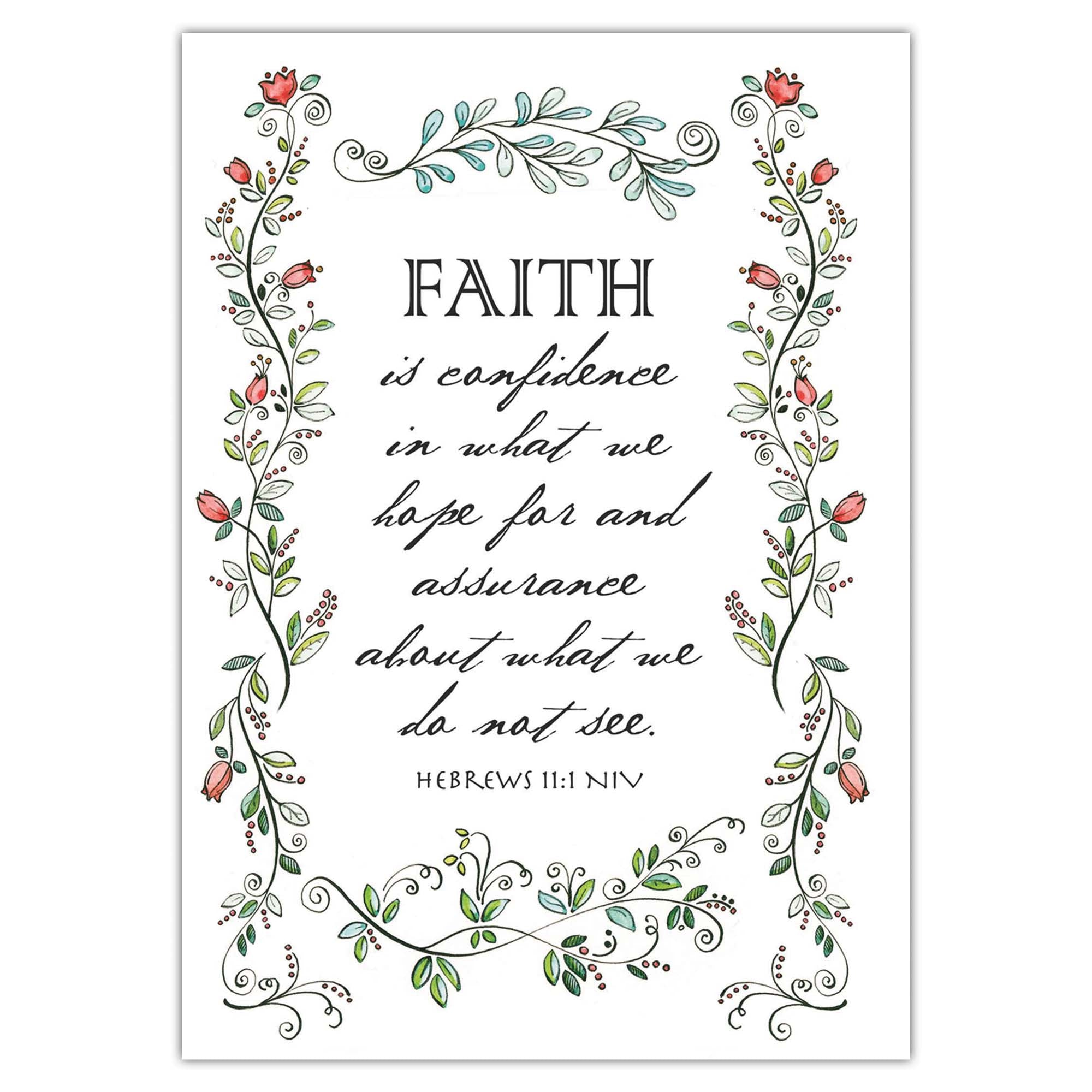Decorative print with floral frame and inspirational quote on a white background