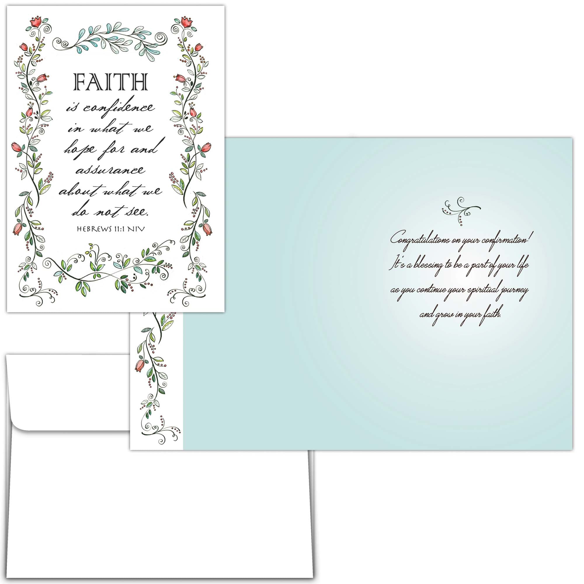 Greeting card with floral design and text on a white background