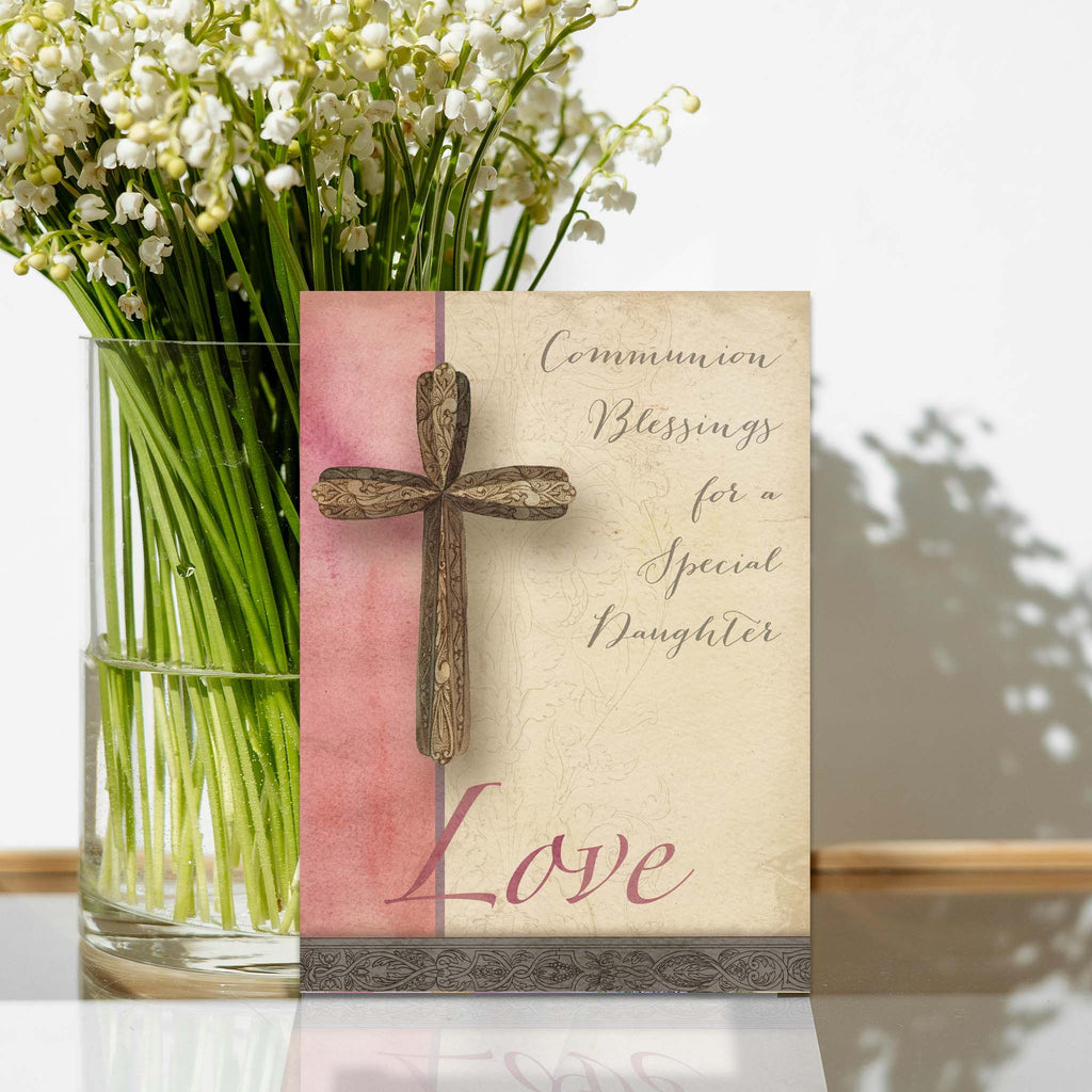 Communion Card for daughter with flowers