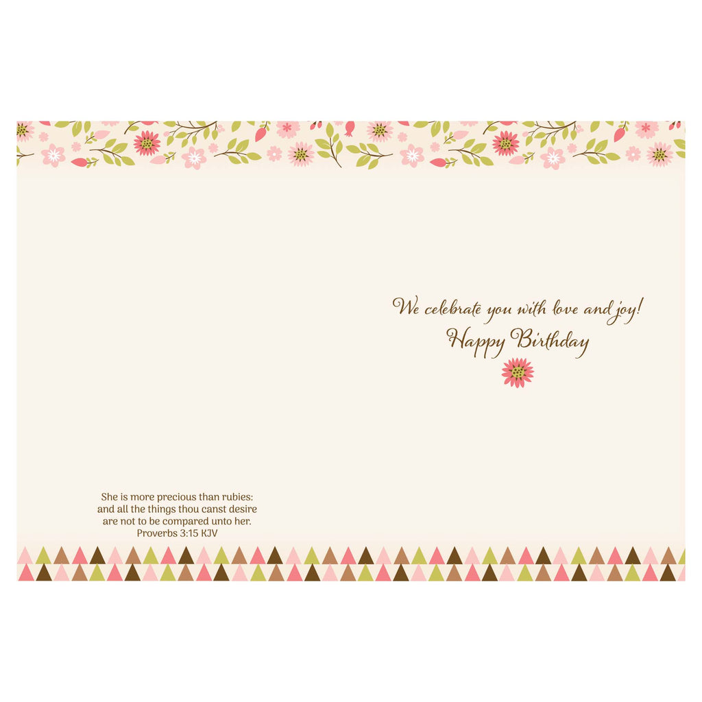 Birthday card with floral border and text on a white background