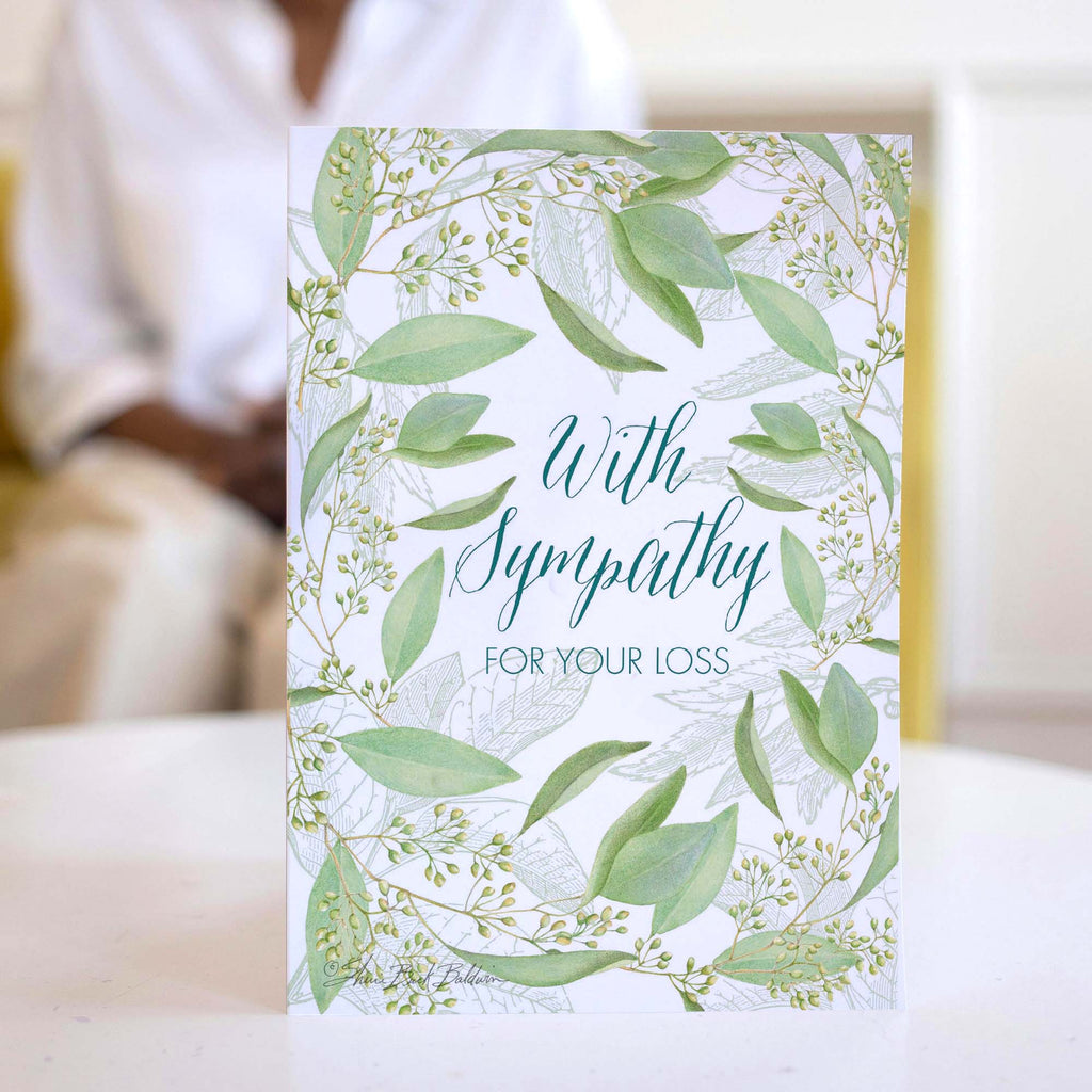 Christian Sympathy Card with Scripture | With Sympathy Greenery